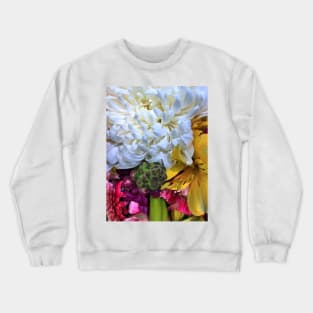 Bouquet of White, Yellow, Pink, Purple and Green Flowers - Beautiful Floral Photo Crewneck Sweatshirt